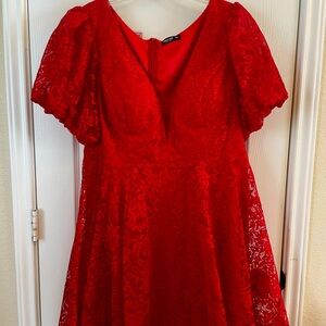 Red lace party dress